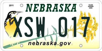 NE license plate XSW017