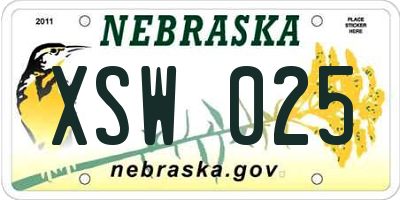 NE license plate XSW025
