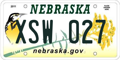 NE license plate XSW027