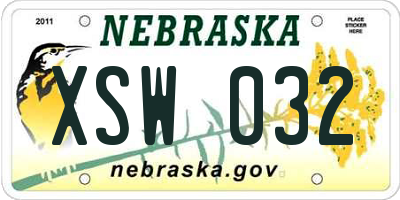 NE license plate XSW032
