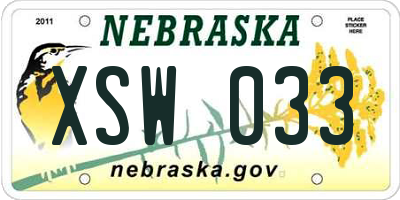 NE license plate XSW033