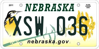 NE license plate XSW036