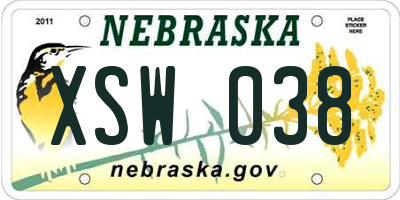 NE license plate XSW038