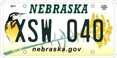 NE license plate XSW040