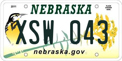 NE license plate XSW043