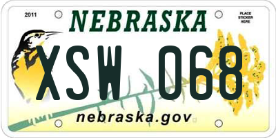NE license plate XSW068
