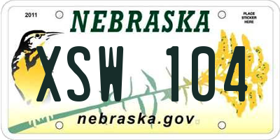 NE license plate XSW104
