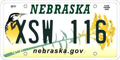 NE license plate XSW116