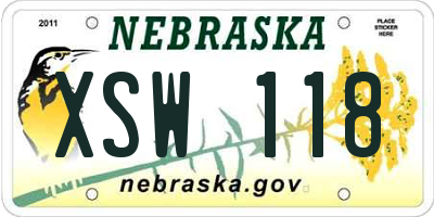 NE license plate XSW118