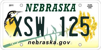 NE license plate XSW125