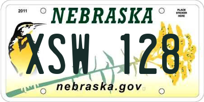 NE license plate XSW128