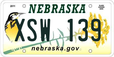 NE license plate XSW139
