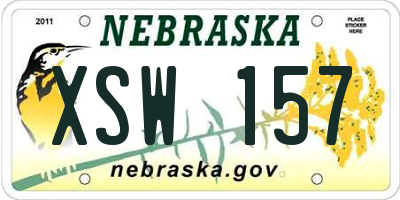 NE license plate XSW157