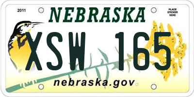 NE license plate XSW165