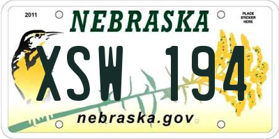 NE license plate XSW194