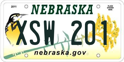 NE license plate XSW201