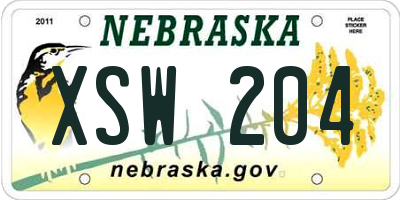 NE license plate XSW204