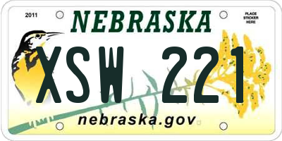 NE license plate XSW221
