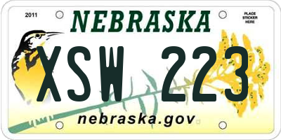 NE license plate XSW223