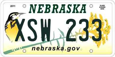 NE license plate XSW233
