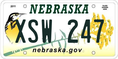NE license plate XSW247