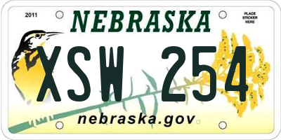 NE license plate XSW254