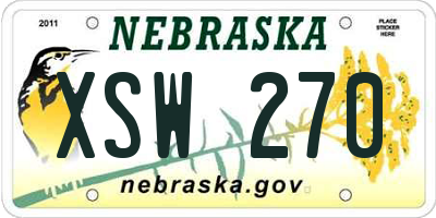 NE license plate XSW270