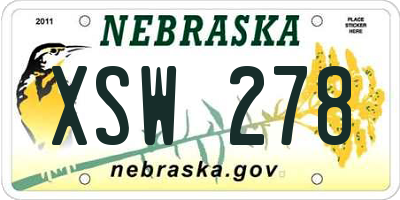NE license plate XSW278