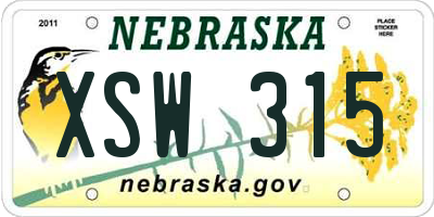 NE license plate XSW315