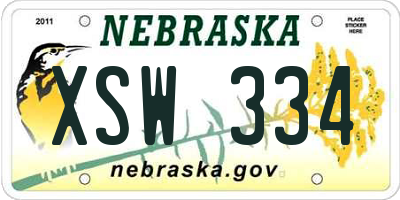 NE license plate XSW334