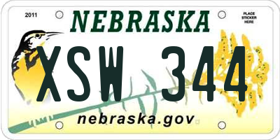 NE license plate XSW344