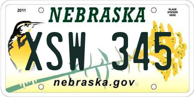 NE license plate XSW345