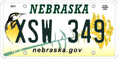 NE license plate XSW349