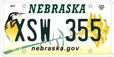 NE license plate XSW355