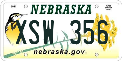 NE license plate XSW356
