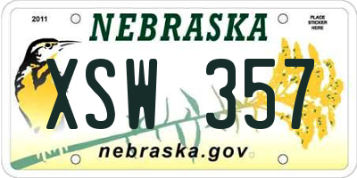 NE license plate XSW357