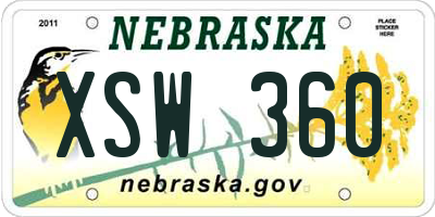 NE license plate XSW360