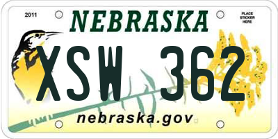 NE license plate XSW362