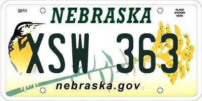 NE license plate XSW363