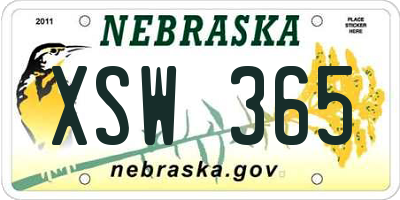 NE license plate XSW365