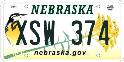 NE license plate XSW374