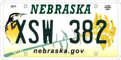 NE license plate XSW382