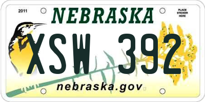 NE license plate XSW392