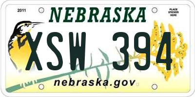 NE license plate XSW394