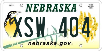 NE license plate XSW404