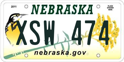 NE license plate XSW474