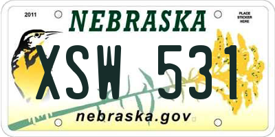 NE license plate XSW531