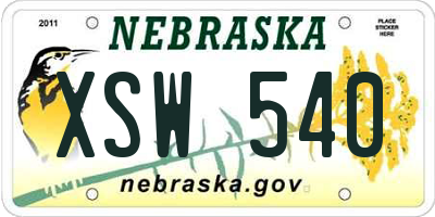 NE license plate XSW540