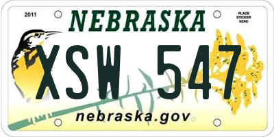 NE license plate XSW547
