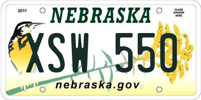 NE license plate XSW550